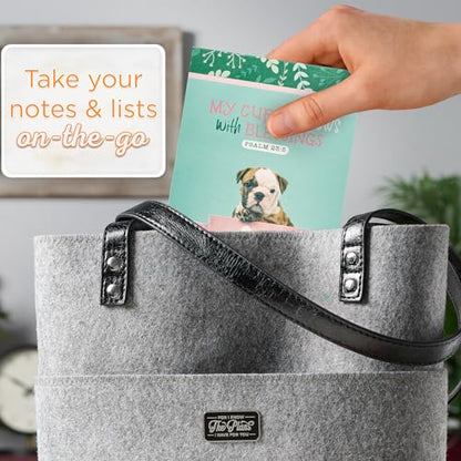 Christian Art Gifts Small Scripture Notepad for Women: Cup Overflows - color: Teal/Puppy