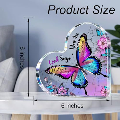 Butterfly Christian Gifts for Women Birthday Unique 6", Inspirational Religious Gifts for Mom, Friends, Coworker, Encouragement Gift for Her, Girl, Sister Bestie, Spiritual Home Decorative Acrylic Signs Plaque- Dream Purple - style: Butterfly- Dream Purpl