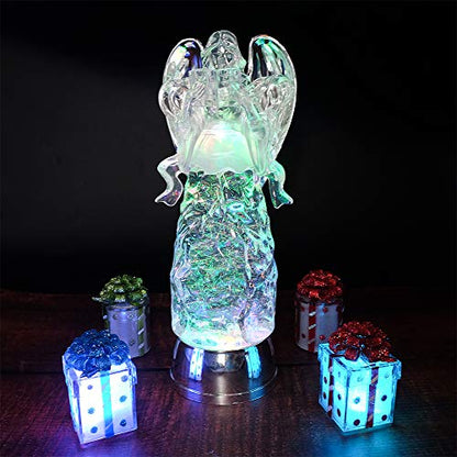 Wondise Color Changing Angel Lighted Snow Globe Water Lamp with 6H Timer - color: 11” Angel Reading