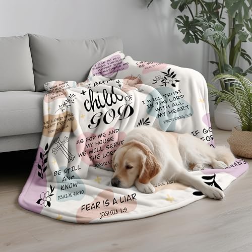 Christian Gifts for Women,Baptism Gifts for Girl,Christian Blanket 60"x50" - color: Multi-2