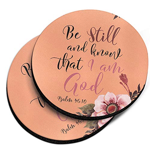 , Christian Bible Psalm 46:10 Design Absorbent ROUND Fabric Felt Neoprene Car Coasters for Drinks, 2pcs Set - color: Christian Bible Psalm 46:10