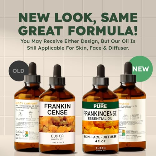 KUKKA Frankincense Essential Oils - 4 Fl Oz - for Hair, Skin, Diffuser, Aromatherapy & DIY Soap Making Scent (Pack of 2) - size: 4 Fl Oz (Pack of 2)