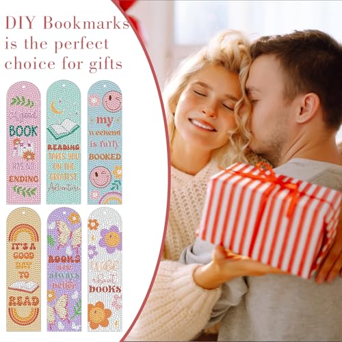 6PCS Kids Diamond Art Bookmarks Kit– DIY Reading Gifts for Classroom, Inspirational Quote Designs – Fun Art & Craft Activity for Boy and Girls - color: Kids