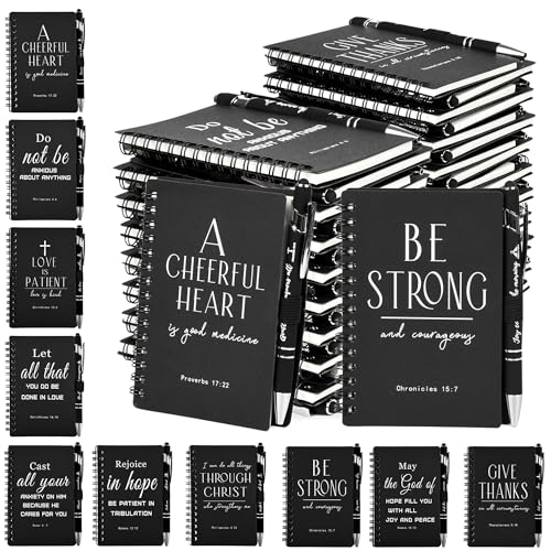 30 Sets Black Christian Prayer Journals with Pens, Christian Gifts for Men - color: black