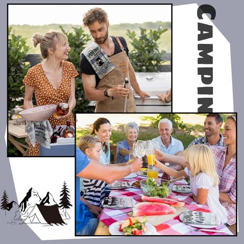 Boyiee Set of 6 Camping Kitchen Towels Happy Camper Tea Towels - color: Rustic