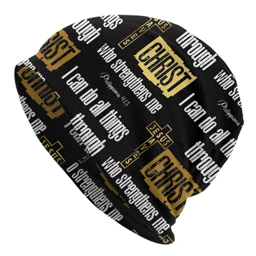 Jesus Christian Cross Beanie Chemo Hat Cancer Headwear Knitted Hats Slouchy Cap for Adults Women Men - color: Jesus-v00005