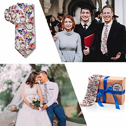 Men's Ties Novelty Tie Necktie for Men Teen Boys Multicolor Tie Party Holiday Thanksgiving Christmas - color: Human Skulls