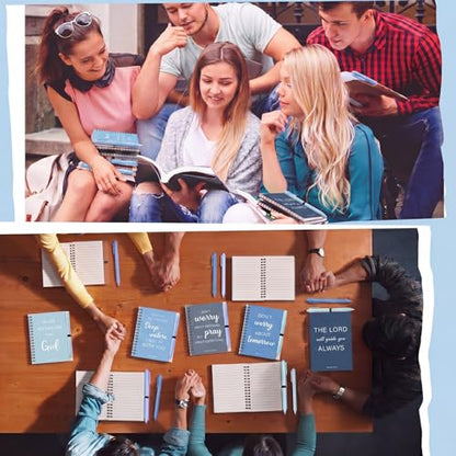 10 Set Christian Gifts Bulk for Teacher Blue Bible Notebooks - color: Blue