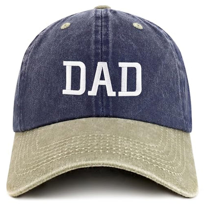 Trendy Apparel Shop Dad Embroidered Pigment Dyed Low Profile Cotton Cap - color: Navy Khaki