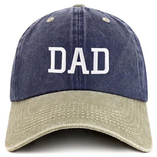 Trendy Apparel Shop Dad Embroidered Pigment Dyed Low Profile Cotton Cap - color: Navy Khaki
