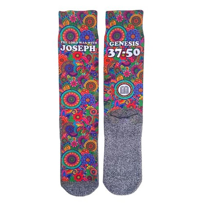 Bible Verse Socks for Men, Christian Scripture Crew Socks, Faith Gift - color: Josephs