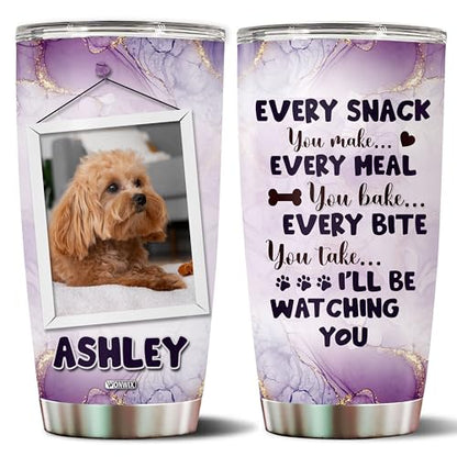 Personalized Dog Tumbler Gifts for Men Women Travel Cup Coffee Mug Insulated Stainless Steel 20oz With Lid Custom Name Photo Gift for Pet Owners Dog Lovers - color: DOG