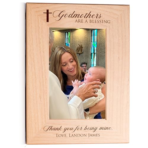 Godmother Gifts, Personalized Picture Frame 4x6 Vertical Engraved Wood - color: Custom - Godmothers, size: 4" x 6" Portrait