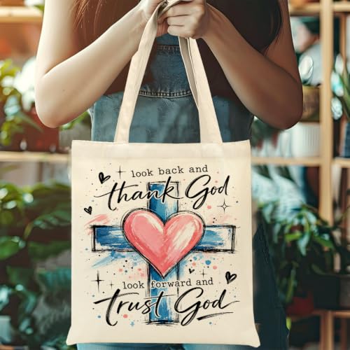 Faith Canvas Tote Bag, Christian Gifts for Women Mama Sister Inspirational Bible Verse Birthday Christmas - color: Christian 884