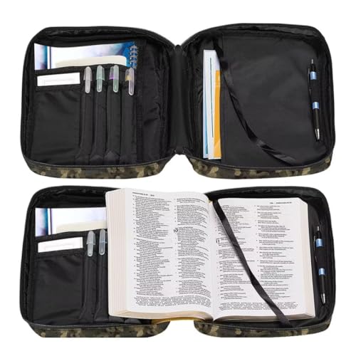 Coldinair Camo Bible Cover for Men Women Bible Case Bible Carrier Carrying Organizer Purse Handbag with Zipper Pockets Church Bag - color: Camo
