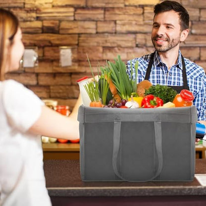 Reusable Grocery Shopping Bags 10 Pack Large Foldable Tote Bags Bulk - color: Black, Grey