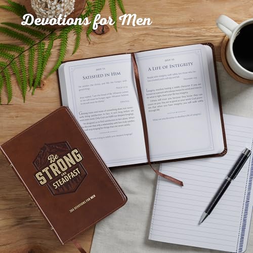 Be Strong and Steadfast 366 Devotions for Men, Brown Vegan Leather