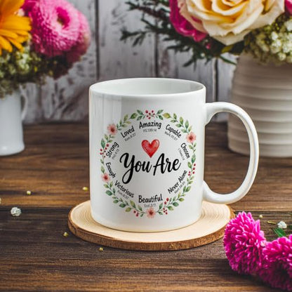 Christian Inspirational Mug, You Are Bible Verse Coffee Cups Ceramic - color: Christian-6