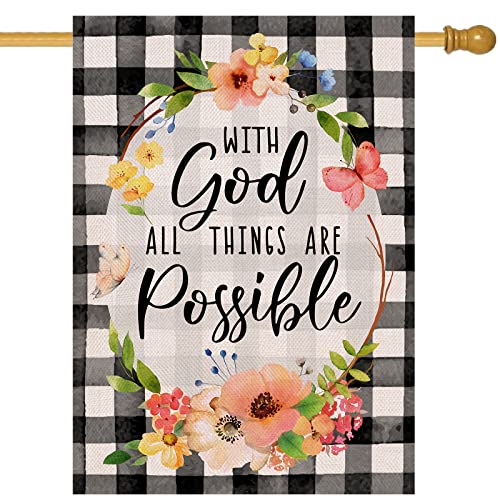 Furiaz With God All Things are Possible Easter Religious Large Decorative - size: 28" x 40"
