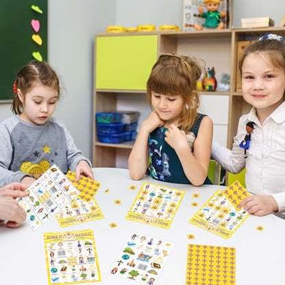 30 Players Bible Bingo Game for Kids - Vacation Sunday School Christian Church Game - Activities Easter Gifts Family Open Day Supplies - color: Bible