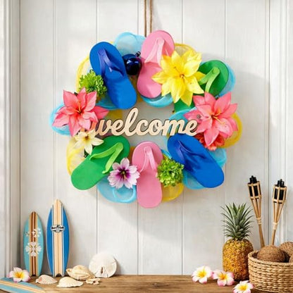 Cinnvoice Beach Slippers Wreath Artificial Front Door Wreath - style: Beach Slippers