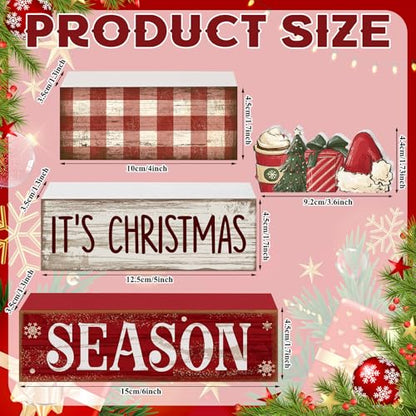 Lineshading 4 Pcs Christmas Table Decoration Wooden Hot Cocoa Santa Hat - style: Christmas