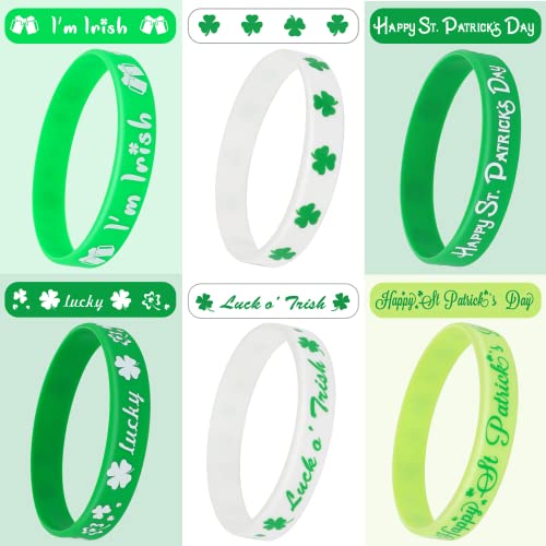 42pcs St. Patrick's Day Silicone Bracelets, Green Shamrock Rubber Wristband - style: St. Patrick's Day Style