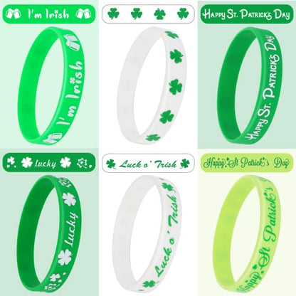 42pcs St. Patrick's Day Silicone Bracelets, Green Shamrock Rubber Wristband - style: St. Patrick's Day Style