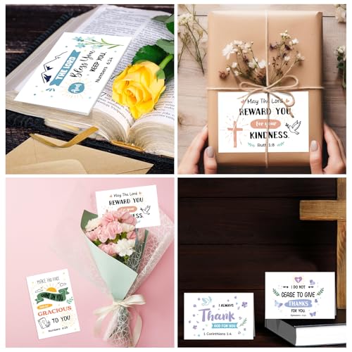 Affrolling 50 Pcs Christian Thank You Cards Bulk with Envelopes Stickers - style: Delicate