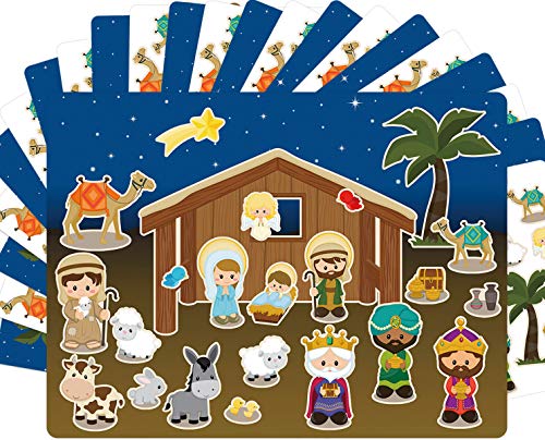 Ceiba Tree Nativity Stickers 12 Sets Make A Nativity Scene Craft for Kids Christmas Party VBS Sunday School Classroom Activity Supplies