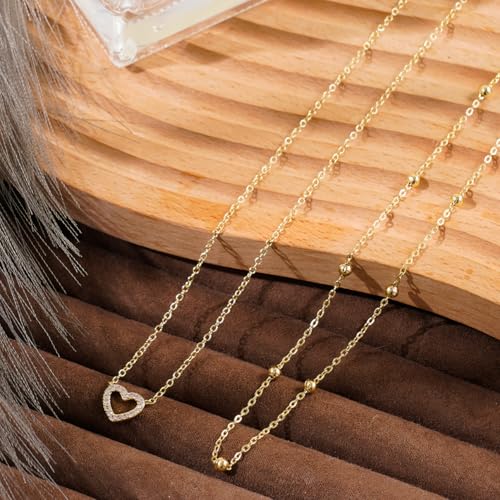 Layered Necklaces for Women | 14K Gold Plated Stackable Choker Necklace Set - Dainty Jewelry Gift - style: 2PCS-Gold heart layered necklaces