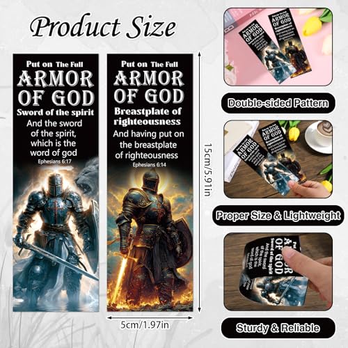 120 Pcs Full Armor of God Bookmarks Christian Bible Book Page Mark - color: Full Armor of God