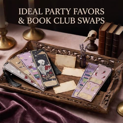INSYOHO Halloween Gothic Diamond Art Bookmarks Kit for Adults Kids - color: Gothic Skeleton