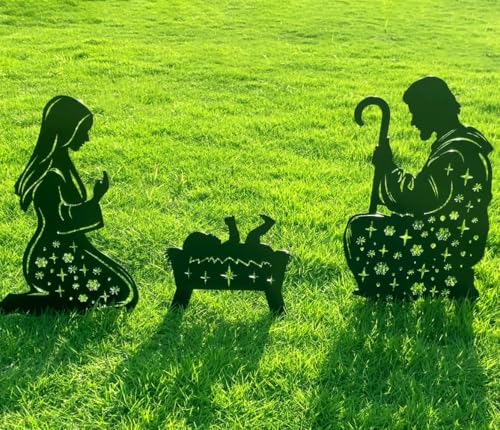 Metal Nativity Scene Outdoor Christmas Nativity Yard Garden Stakes
