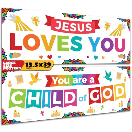 Sproutbrite 2 Pack 13.5"x39" Sunday School Posters & Educational Charts - color: Sunday Poster