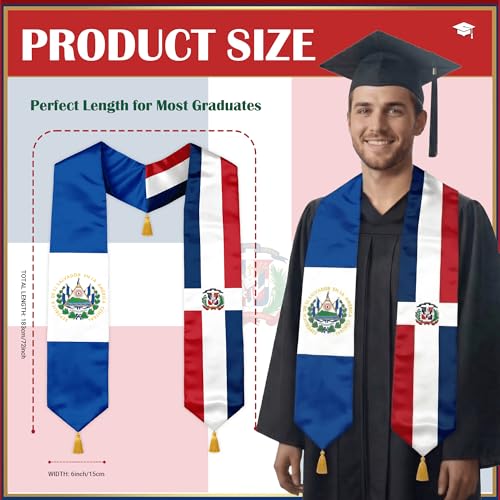 Class of 2026 Graduation Stole Flag Sash with Gold Tassels 72 Inch for High School College University Ceremony - color: Custom 2 Flag