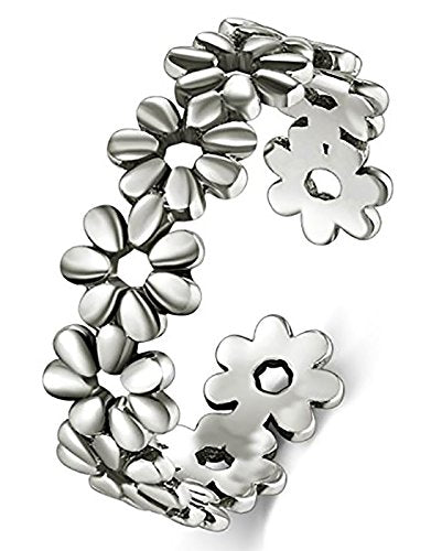 BORUO Toe Ring for Women, 925 Sterling Silver Hawaiian Leaf Band, 5mm