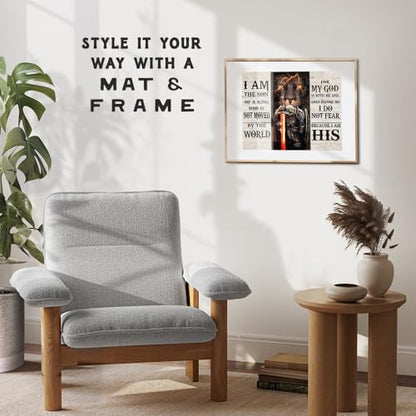 Christian Lion Warrior Wall Art 11x14 - Inspirational Scripture Wall Decor for Men - Religious Motivational Bible Verse Poster - God Quotes Office Decor - Man Cave Spiritual Masculine Art - size: 11"L x 14"W