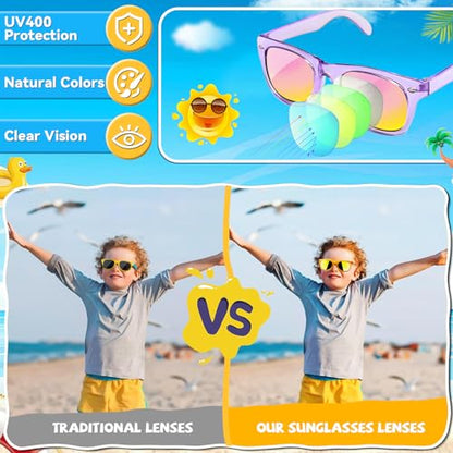 GKTZ Kids Sunglasses Party Favors - Boys Girls Age 3-8 Birthday Goodie Bags Stuffers, Neon Sunglasses Bulk with UV 400 Protection for Kids Classroom Favors - 24 Packs - style: 24 Pack