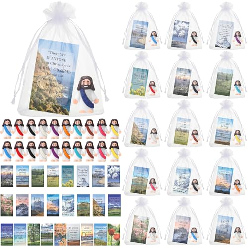 Bememo 25 Pcs Mini Jesus Figurines Easter Toys, Lovely Style, Ten Colour - color: Ten Colour