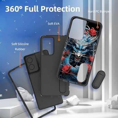 for Moto G Stylus 5G 2024 Case Built in Kickstand,Heavy Duty Protective Shockproof 3-Layer Full Body Rugged Phone Cover for Motorola Moto G Stylus 5G 2024,Dragon Rose - color: Dragon Rose