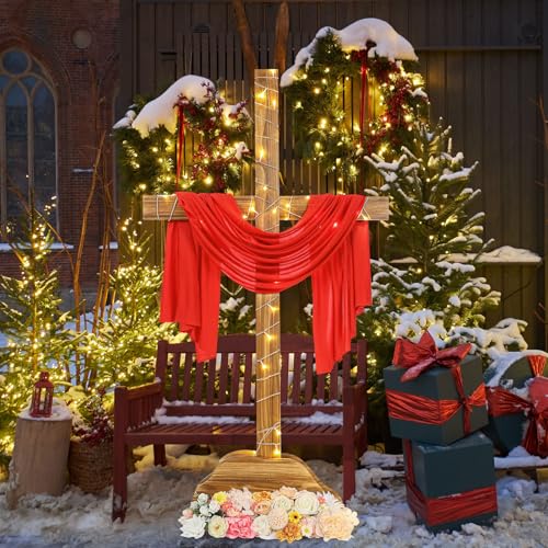 Lineshading Extra Large Christmas Wood Cross Standing Cross, 59 Inch - size: 36.2"L x 10.2"W