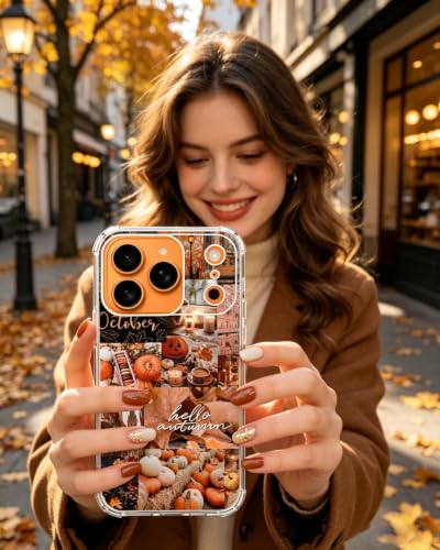 Fall Vibe Aesthetic Phone Case Compatible with iPhone 17 Pro, Autumn Halloween Pumpkin Phone Cover for iPhone 17 Pro - color: Fall Aesthetic