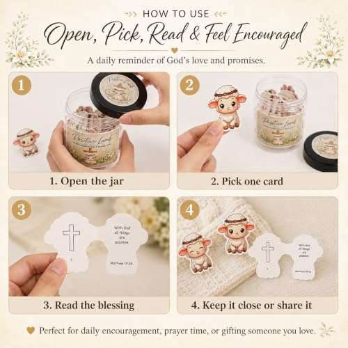Positive Lamb of Hope - 60 Empowering Bible Verse Prayer Cards, Religious Catholic & Christian Gifts for Women, Men, and Teens for Birthday, Graduation, Confirmation, Baptism Gifts For Girl & Boys - color: Positive Lamb