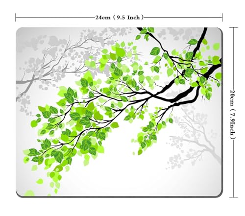TSSOHU Gaming Mouse Pad, Green and White Leaf on Tree Branch Art Printing Rectangular Mouse Pad, Non-Slip Rubber MousePads for Office Home Laptop, 9.5""x7.9""x0.12"" Inch, WMJMP2425 - color: WMJ125
