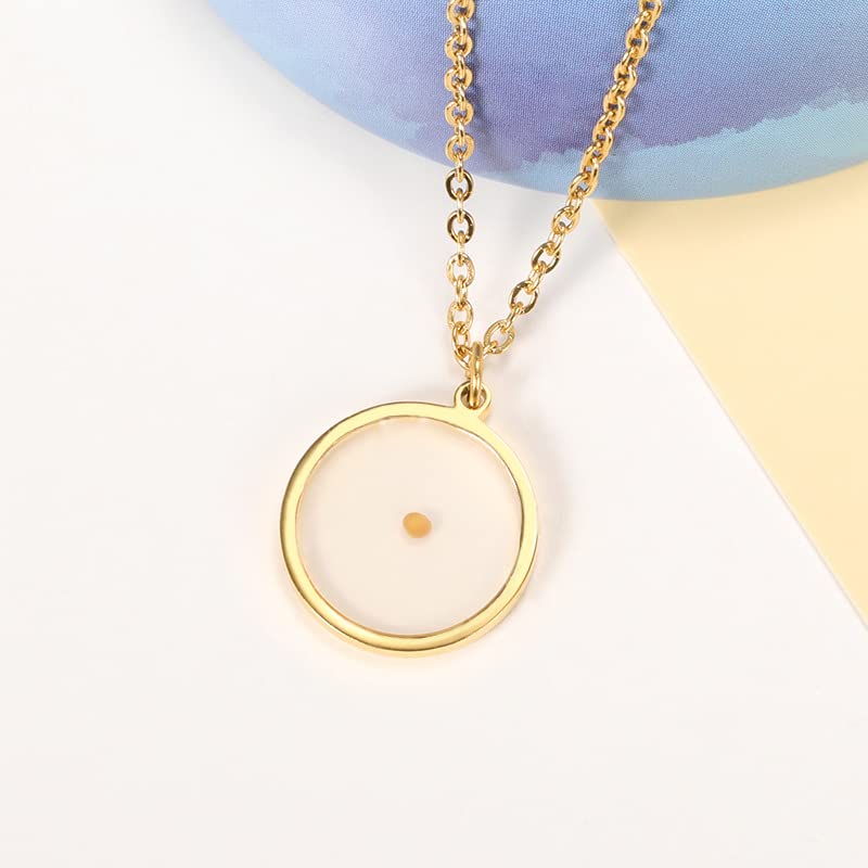 Mustard Seed Necklace - Rectangle, Round, Mountain, Hill Christian Faith Geometric Religious Inspirational Gift With Message Card - color: Gold, style: Round