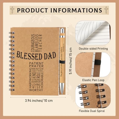 Sayglossy 10 Sets Pastor Appreciation Gift Blessed Dad Notebook and Pen - color: Brown, size: Blessed Dad
