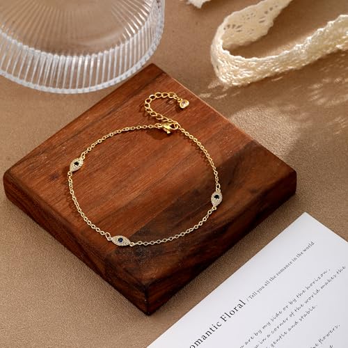 Ankle Bracelets for Women Waterproof Non Tarnish Anklet - style: Evil Eye-GD