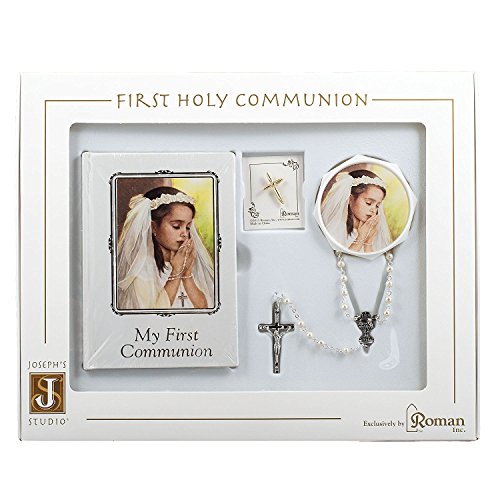 First Holy Communion Book, Lapel Pin, Rosary and Keepsake Box Set for a Girl In Christ