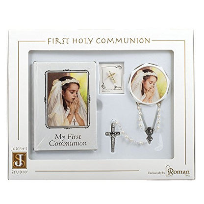 First Holy Communion Book, Lapel Pin, Rosary and Keepsake Box Set for a Girl In Christ